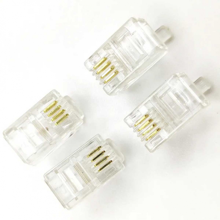 500pcs Gold-Plated RJ12 RJ11 6P6C Modular Plugs For DSL & Telephone – Bulk Connectors